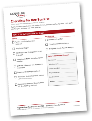 Vorschau: Checkliste für Ihre Busreise von Dornburg Reisen